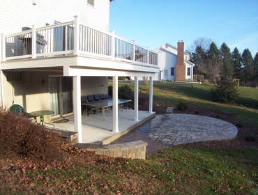 Photo(s) from American Deck Inc Gorilla decking- Kaki color with Round Paver Patio, Perry Hall, MD