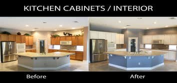 Kitchen Cabinet Painting Before and after photos of kitchen cabinets