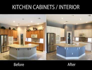 Kitchen Cabinet Painting Before and after photos of kitchen cabinets
