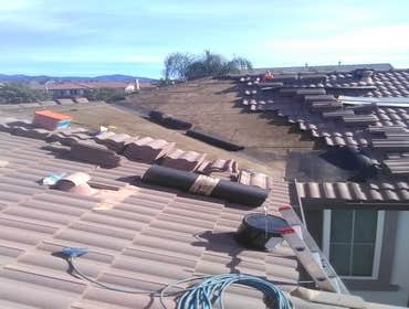 Roof leak in valley concrete tile Roof leak in valley, removed existing roof tile and valley metal. Installed 1 layer #30 felt. Reinstalled valley meta