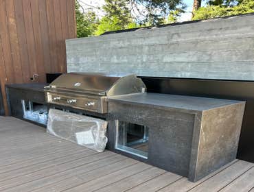 Tahoe City Custom Neolith porcelain slab BBQ counter & facade Neolith “sintered Stone” slab BBQ counters and facade