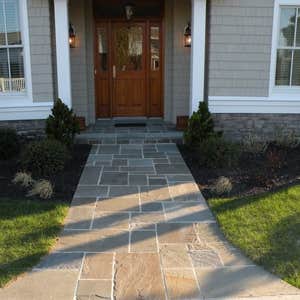 Walkways, Plantings, Retaining wall