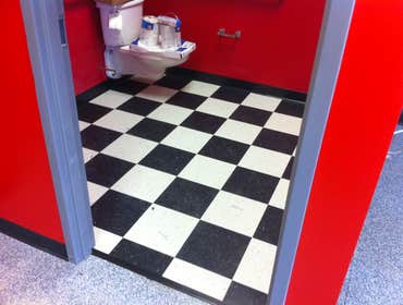 Bathroom in a tattoo parlor