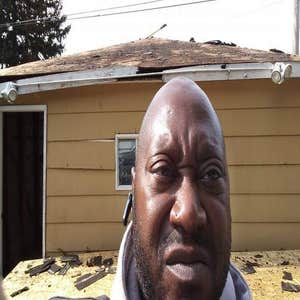 Photos by by Dezignz Painting & Renovations Inc #2 Replace garage roof & add gutters
Installed tile floor in bathroom