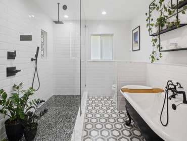 Freestanding tub bathroom remodel
