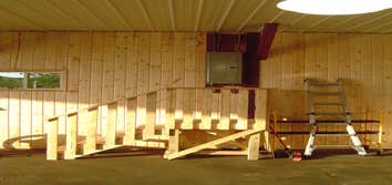 St Paul Hangar This is a personal airplane hangar at the Downtown St. Paul Airport. The customer wanted a warm feel as well as a warm look. All the w