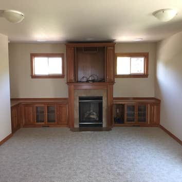 Home Theater- Before, During, After We worked with the client to transform an outdated bonus room to a new dedicated home theater.
First we removed 