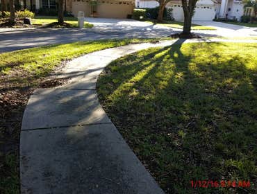 Photos from Popa Construction LLC Before & Afters of a soft wash roof cleaning and driveway and side walk cleaning.