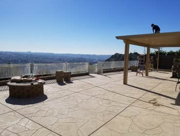 Backyard concrete + patio + fence + fire pit
in tierrasanta ca