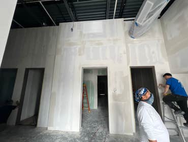 Photos by Qc Construction #1 Commercial gym build
Framing
Insulation
Drywall
Tape& float
Paint
Carpentry