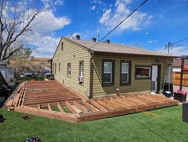 Deck framing during construction
