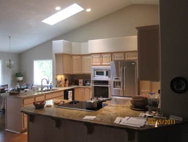 Addition in Shady Cove Jon Derhammer added 600 sq ft to make a formal dining room/family room and custom kitchen.