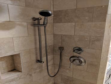 New shower fixtures and tile