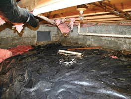 Musty ugly crawlspace before