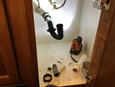 Broken hallway bathroom lavatory tailpiece replaced - Reseda
