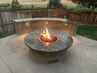 Bateman Patio Remove old patio and build a new patio with Intergrated fire pit and lighting.