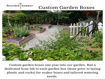Custom garden boxes with dedicated hose bibs