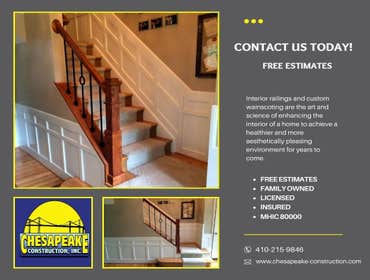 Photos by Chesapeake Construction, Inc #24 Interior railings and custom wainscoting are the art and science of enhancing the interior of a home to achi