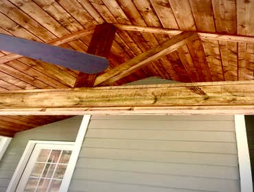 Patio transformed into screen porch Zoom Project Screen porch over existing patio. Wonderful people and fun project