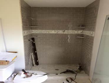 master shower during remodel