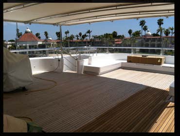 Sanding Process On The Deck Of A Yacht