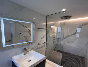 Bathroom Gut Renovation Complete Bathroom Gut Renovation.
Evolution Group completed a full bathroom gut renovation, including demolition, reconfigurati