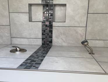 Ridall's Building & Repair - Middletown Bathroom Customer wanted to update there master bathroom to remove all dated baby pink with something fresh. W