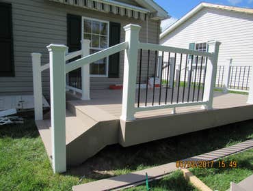 Deck makeover Customer living in a retirement community wanted to update their existing deck with something maintenance free. We removed the old, outda