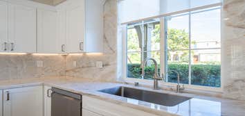 Full custom stone backsplash