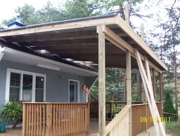 Barber Shop Deck Roof Added roof over deck.