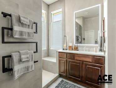 Traditional Elegance- Bathroom Remodel Transform your bathroom into a luxurious retreat with this stunning remodel! Featuring a spacious walk-in shower