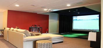 home theatre in a basement