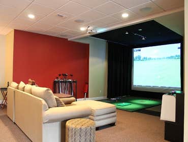 home theatre in a basement