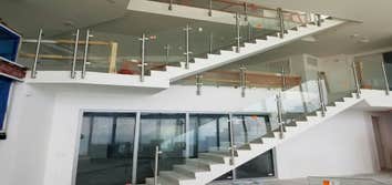 Glass stair railing