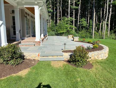 Wayland Hidden Springs Lane This is a new build construction where we did all of the masonry and hardscape work. Part of our scope was the fieldstone r