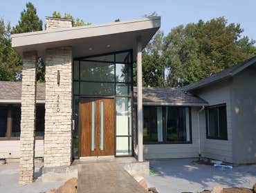 Stone and glass entry