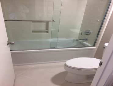Before there was a door and wal we took out, tub/shower combo