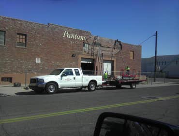 Pantano Produce Co. This was damage to a steel awning attached to a historic brick building Pantano Produce Co.