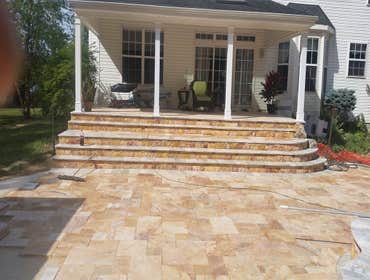 16 Robinhood Dr. Medford, N.J.08055 Installed Viking Figi Pool w/Travertine pool deck