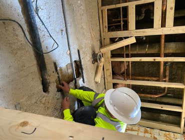 Pre-war building bathroom remodel. An ongoing bathroom remodel in a Chicago pre-war building condo.