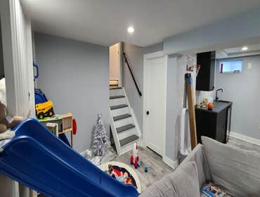 Livingston Basement Remodel of basement in Livingston to include bar, child's area.