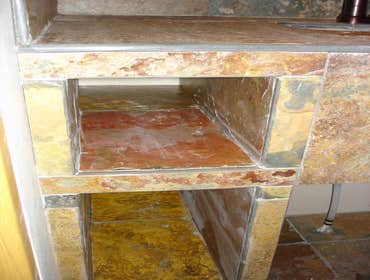 custom slate vanity detail