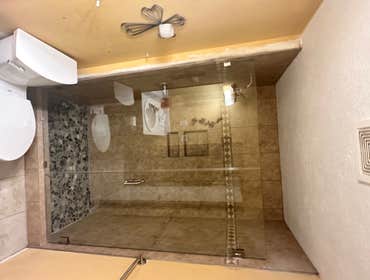 Walk-in Tile Shower w/ Custom Glass Doors