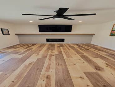 After of fireplace and new flooring
