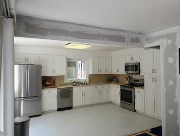 Beam sheetrock/plastered-prep for painting