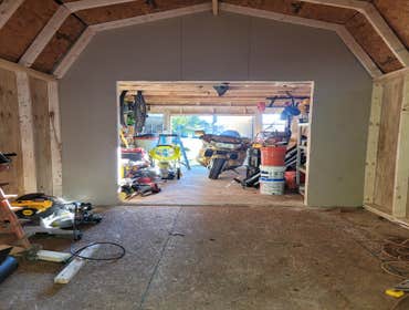 Shed project completed. View from rear door