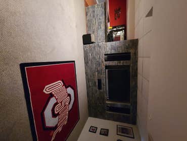 Ledger stone install Upgraded Entertainment wall/bar with stone