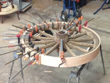 Fitting wood around a wheel