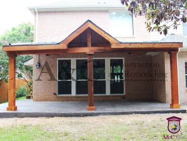 Photos by A&c Construction & Remodeling #11 250 sqft Cedar flat a frame flat patio cover with unexposed rafter, cedar tongue and groove finish and stam