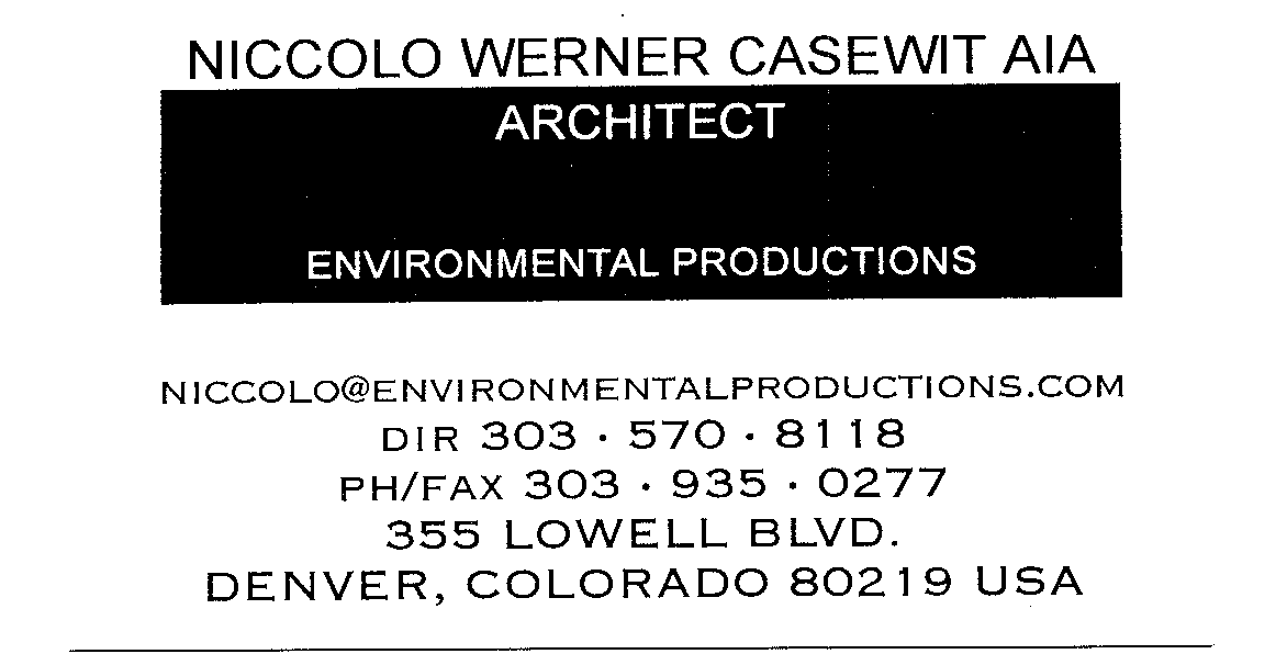 Environmental Productions Niccolo Casewit Architect logo